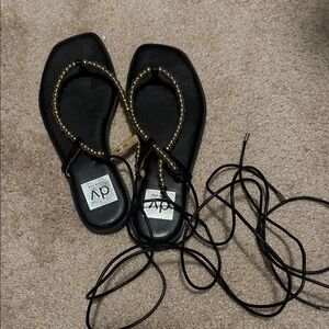 Dolce Vita Beaded Black Lace Up Gladiator Sandal